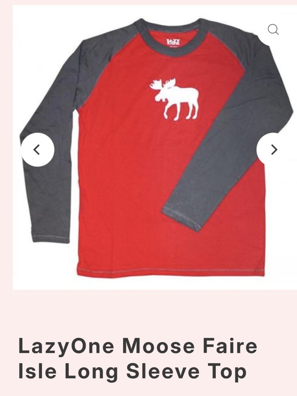 LazyOne Moose FaireIsle Long Sleeve Top 100 Percent Cotton Women's Size L NWOT